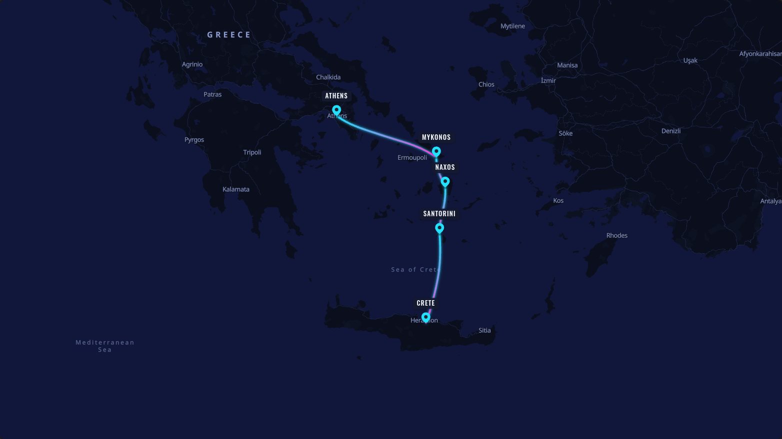 The Neon Night look on a route from Athens to Crete