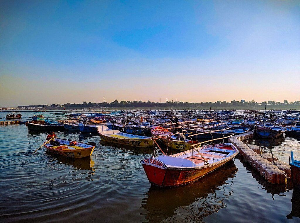 Boats at Triveni Sangam, Prayagraj