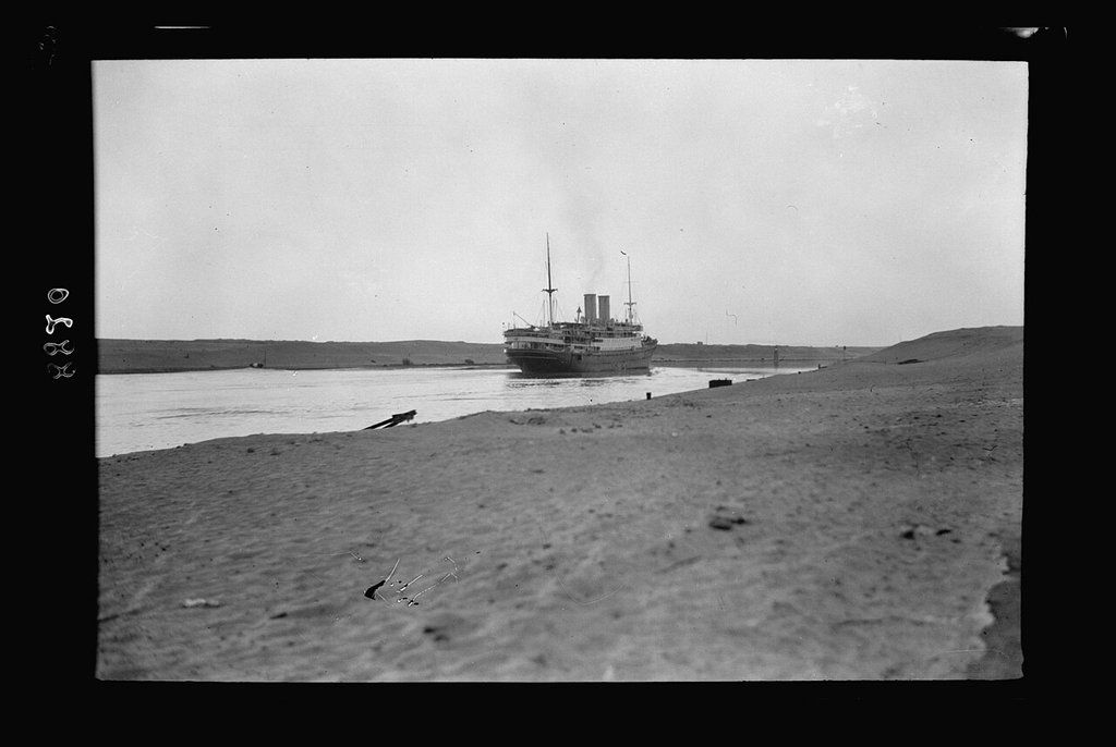 Steamer in the Suez Canal, 1930s