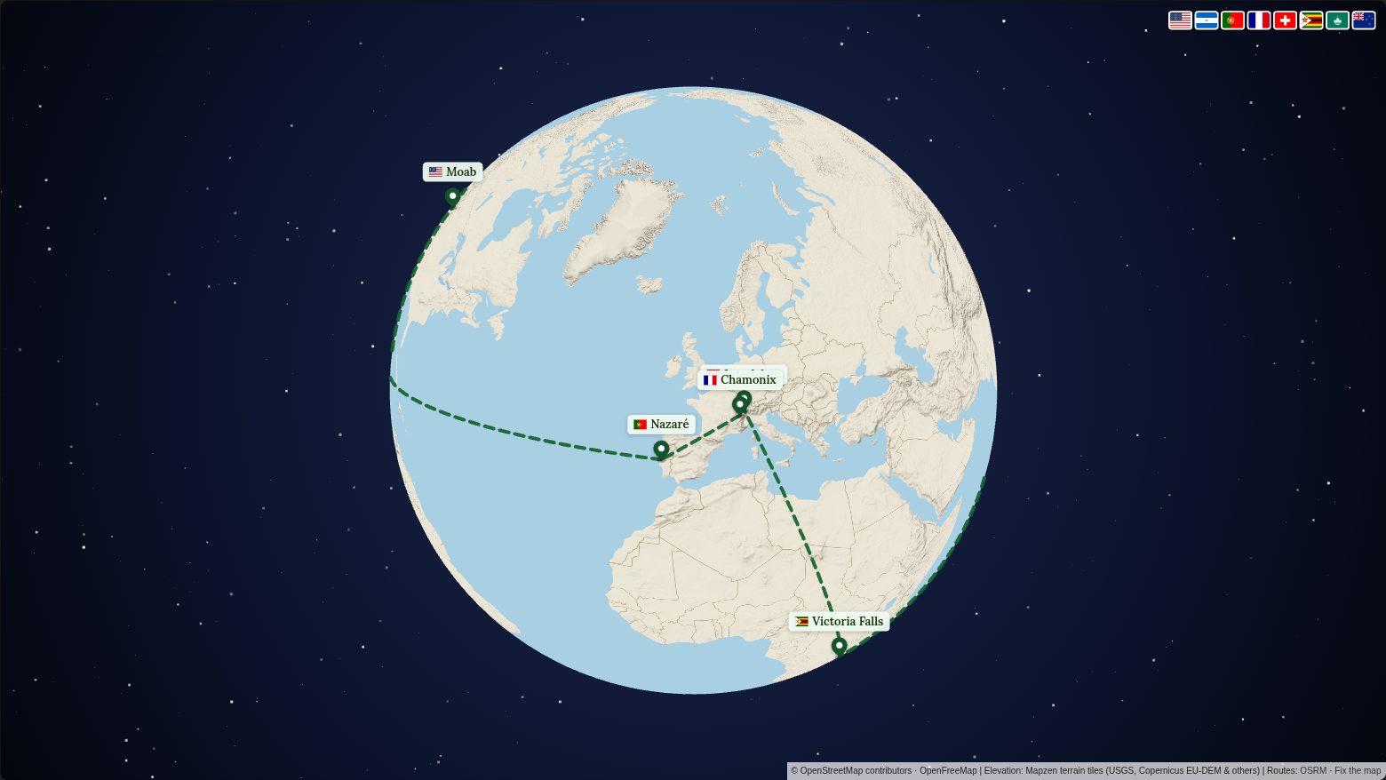 Map of the Extreme Sports World Tour route in the Summit style