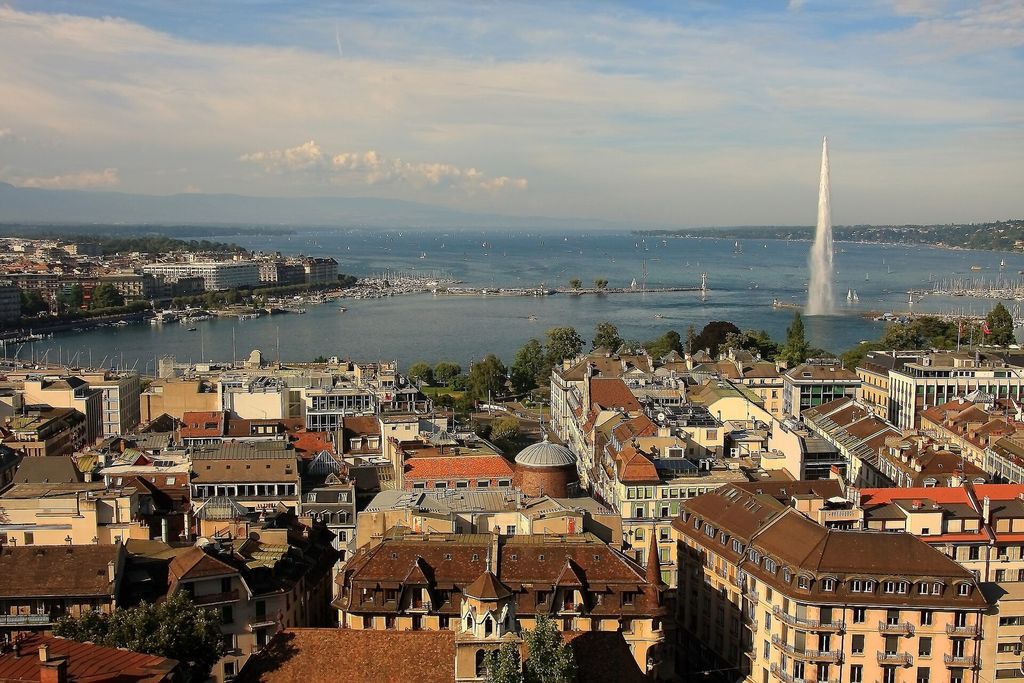 Geneva and the Jet d'Eau on Lake Geneva