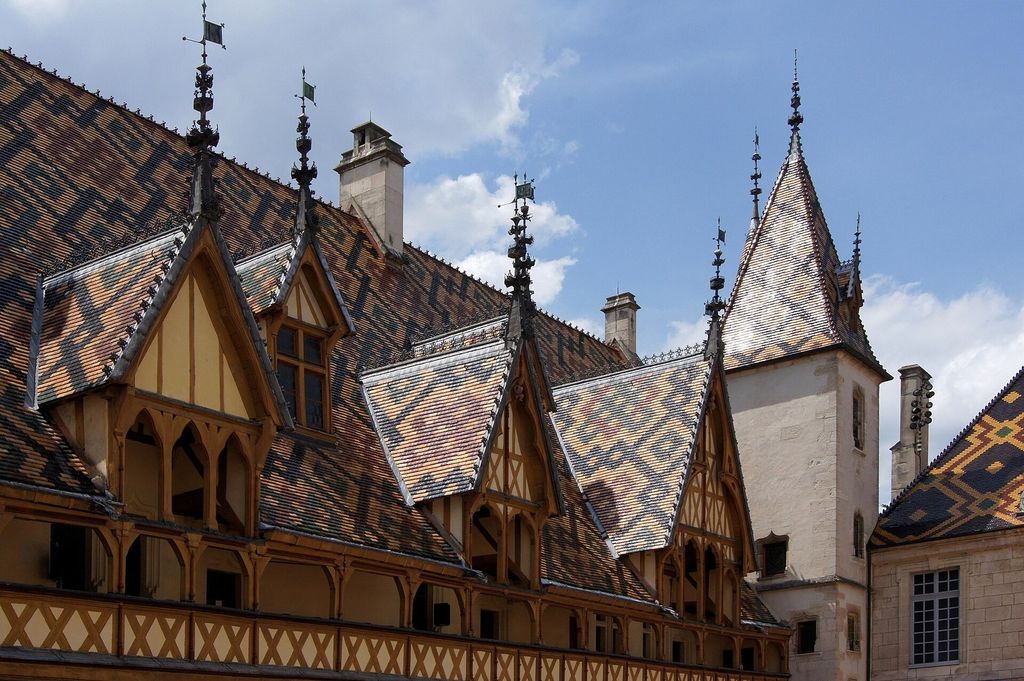 Glazed tile roofs of the Hospices de Beaune