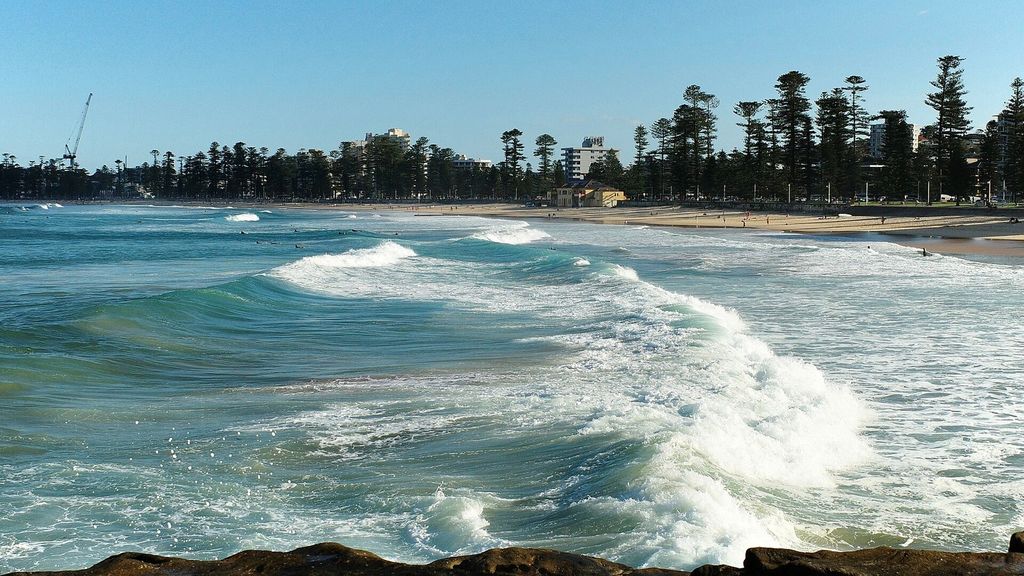 Surf rolling in at Manly Beach, Sydney