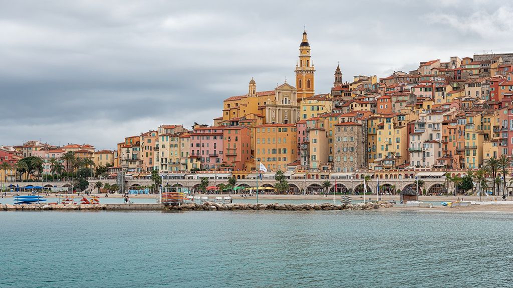 Menton old town seen from the sea